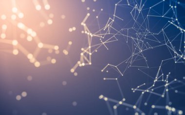 Noktaları ve çizgileri birleştiren soyut çokgen uzay düşük polyester arka plan. Bağlantı yapısı. 3d oluşturma