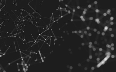 Noktaları ve çizgileri birleştiren soyut çokgen uzay düşük polyester arka plan. Bağlantı yapısı. 3d oluşturma