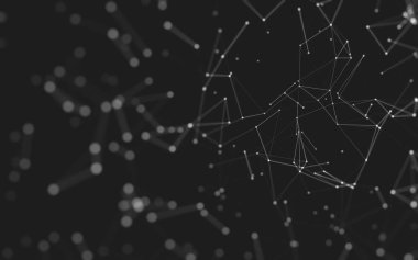 Noktaları ve çizgileri birleştiren soyut çokgen uzay düşük polyester arka plan. Bağlantı yapısı. 3d oluşturma