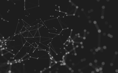 Noktaları ve çizgileri birleştiren soyut çokgen uzay düşük polyester arka plan. Bağlantı yapısı. 3d oluşturma