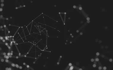 Noktaları ve çizgileri birleştiren soyut çokgen uzay düşük polyester arka plan. Bağlantı yapısı. 3d oluşturma