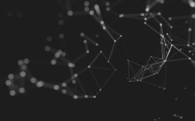 Noktaları ve çizgileri birleştiren soyut çokgen uzay düşük polyester arka plan. Bağlantı yapısı. 3d oluşturma