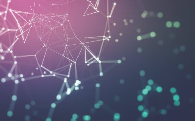 Noktaları ve çizgileri birleştiren soyut çokgen uzay düşük polyester arka plan. Bağlantı yapısı. 3d oluşturma