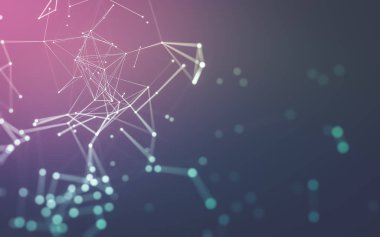 Noktaları ve çizgileri birleştiren soyut çokgen uzay düşük polyester arka plan. Bağlantı yapısı. 3d oluşturma