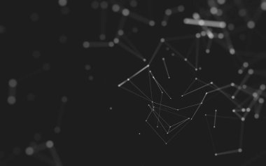 Noktaları ve çizgileri birleştiren soyut çokgen uzay düşük polyester arka plan. Bağlantı yapısı. 3d oluşturma