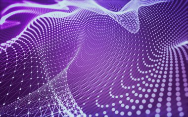 Noktaları ve çizgileri birleştiren soyut çokgen uzay düşük polyester arka plan. Bağlantı yapısı. 3d oluşturma