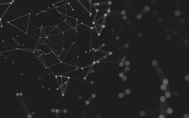 Noktaları ve çizgileri birleştiren soyut çokgen uzay düşük polyester arka plan. Bağlantı yapısı. 3d oluşturma