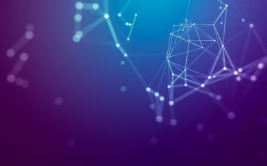 Noktaları ve çizgileri birleştiren soyut çokgen uzay düşük polyester arka plan. Bağlantı yapısı. 3d oluşturma