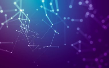 Noktaları ve çizgileri birleştiren soyut çokgen uzay düşük polyester arka plan. Bağlantı yapısı. 3d oluşturma