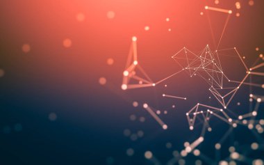 Noktaları ve çizgileri birleştiren soyut çokgen uzay düşük polyester arka plan. Bağlantı yapısı. 3d oluşturma