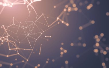 Noktaları ve çizgileri birleştiren soyut çokgen uzay düşük polyester arka plan. Bağlantı yapısı. 3d oluşturma