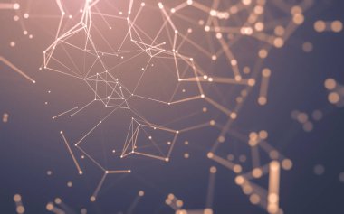 Noktaları ve çizgileri birleştiren soyut çokgen uzay düşük polyester arka plan. Bağlantı yapısı. 3d oluşturma