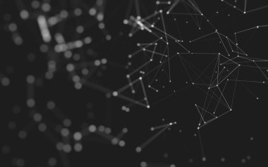 Noktaları ve çizgileri birleştiren soyut çokgen uzay düşük polyester arka plan. Bağlantı yapısı. 3d oluşturma