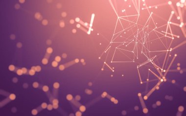 Noktaları ve çizgileri birleştiren soyut çokgen uzay düşük polyester arka plan. Bağlantı yapısı. 3d oluşturma