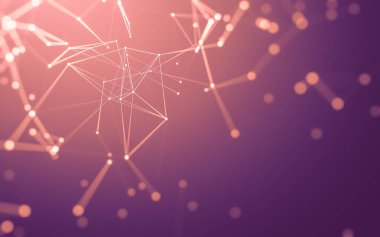 Noktaları ve çizgileri birleştiren soyut çokgen uzay düşük polyester arka plan. Bağlantı yapısı. 3d oluşturma