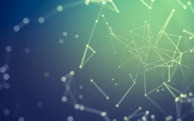 Noktaları ve çizgileri birleştiren soyut çokgen uzay düşük polyester arka plan. Bağlantı yapısı. 3d oluşturma