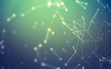 Noktaları ve çizgileri birleştiren soyut çokgen uzay düşük polyester arka plan. Bağlantı yapısı. 3d oluşturma