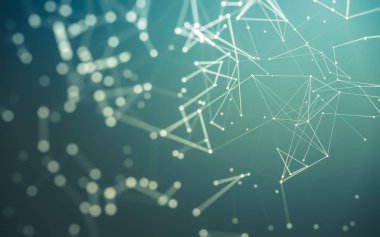 Noktaları ve çizgileri birleştiren soyut çokgen uzay düşük polyester arka plan. Bağlantı yapısı. 3d oluşturma