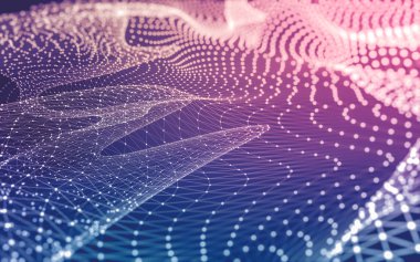 Noktaları ve çizgileri birleştiren soyut çokgen uzay düşük polyester arka plan. Bağlantı yapısı. 3d oluşturma