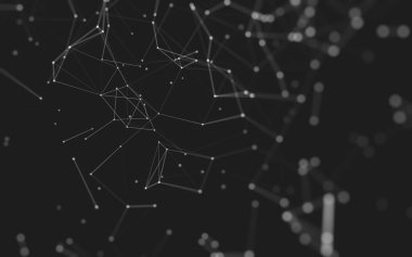 Noktaları ve çizgileri birleştiren soyut çokgen uzay düşük polyester arka plan. Bağlantı yapısı. 3d oluşturma