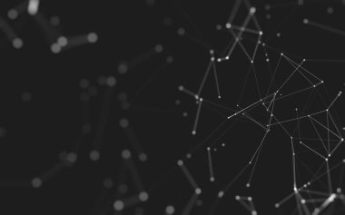 Noktaları ve çizgileri birleştiren soyut çokgen uzay düşük polyester arka plan. Bağlantı yapısı. 3d oluşturma