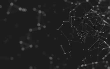 Noktaları ve çizgileri birleştiren soyut çokgen uzay düşük polyester arka plan. Bağlantı yapısı. 3d oluşturma