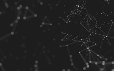 Noktaları ve çizgileri birleştiren soyut çokgen uzay düşük polyester arka plan. Bağlantı yapısı. 3d oluşturma