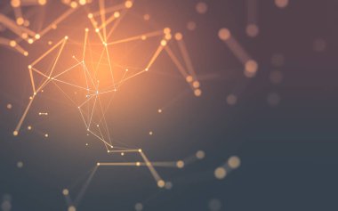 Noktaları ve çizgileri birleştiren soyut çokgen uzay düşük polyester arka plan. Bağlantı yapısı. 3d oluşturma