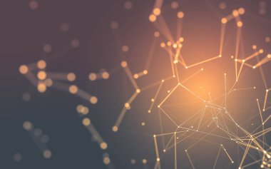 Noktaları ve çizgileri birleştiren soyut çokgen uzay düşük polyester arka plan. Bağlantı yapısı. 3d oluşturma