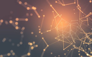 Noktaları ve çizgileri birleştiren soyut çokgen uzay düşük polyester arka plan. Bağlantı yapısı. 3d oluşturma