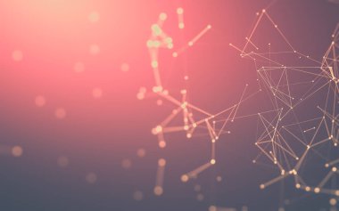 Noktaları ve çizgileri birleştiren soyut çokgen uzay düşük polyester arka plan. Bağlantı yapısı. 3d oluşturma