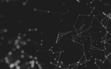 Noktaları ve çizgileri birleştiren soyut çokgen uzay düşük polyester arka plan. Bağlantı yapısı. 3d oluşturma