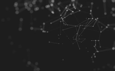 Noktaları ve çizgileri birleştiren soyut çokgen uzay düşük polyester arka plan. Bağlantı yapısı. 3d oluşturma