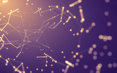 Noktaları ve çizgileri birleştiren soyut çokgen uzay düşük polyester arka plan. Bağlantı yapısı. 3d oluşturma