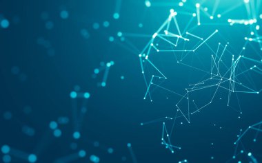 Noktaları ve çizgileri birleştiren soyut çokgen uzay düşük polyester arka plan. Bağlantı yapısı. 3d oluşturma