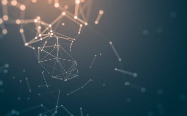 Noktaları ve çizgileri birleştiren soyut çokgen uzay düşük polyester arka plan. Bağlantı yapısı. 3d oluşturma