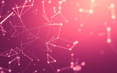 Noktaları ve çizgileri birleştiren soyut çokgen uzay düşük polyester arka plan. Bağlantı yapısı. 3d oluşturma