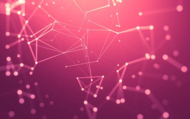 Noktaları ve çizgileri birleştiren soyut çokgen uzay düşük polyester arka plan. Bağlantı yapısı. 3d oluşturma