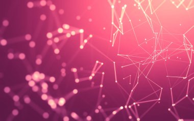 Noktaları ve çizgileri birleştiren soyut çokgen uzay düşük polyester arka plan. Bağlantı yapısı. 3d oluşturma