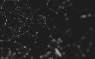 Noktaları ve çizgileri birleştiren soyut çokgen uzay düşük polyester arka plan. Bağlantı yapısı. 3d oluşturma