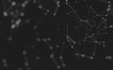 Noktaları ve çizgileri birleştiren soyut çokgen uzay düşük polyester arka plan. Bağlantı yapısı. 3d oluşturma