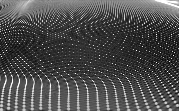 点と線を結ぶ多角形の空間の低ポリダークな背景 接続構造 3Dレンダリング — ストック写真