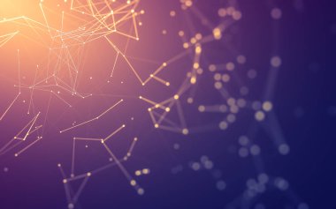 Noktaları ve çizgileri birleştiren soyut çokgen uzay düşük polyester arka plan. Bağlantı yapısı. 3d oluşturma