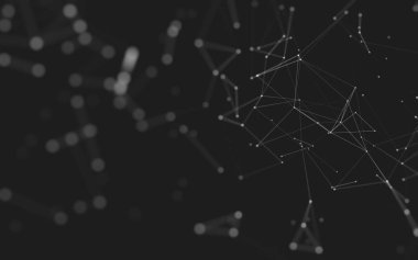 Noktaları ve çizgileri birleştiren soyut çokgen uzay düşük polyester arka plan. Bağlantı yapısı. 3d oluşturma