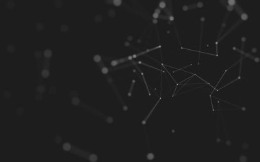 Noktaları ve çizgileri birleştiren soyut çokgen uzay düşük polyester arka plan. Bağlantı yapısı. 3d oluşturma