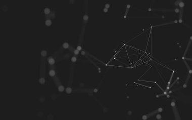 Noktaları ve çizgileri birleştiren soyut çokgen uzay düşük polyester arka plan. Bağlantı yapısı. 3d oluşturma