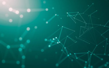 Noktaları ve çizgileri birleştiren soyut çokgen uzay düşük polyester arka plan. Bağlantı yapısı. 3d oluşturma