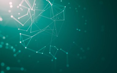 Noktaları ve çizgileri birleştiren soyut çokgen uzay düşük polyester arka plan. Bağlantı yapısı. 3d oluşturma