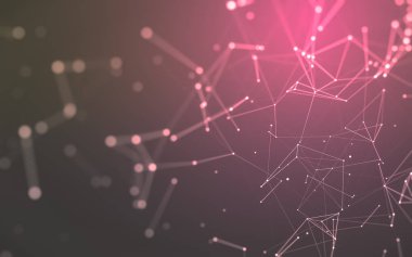 Noktaları ve çizgileri birleştiren soyut çokgen uzay düşük polyester arka plan. Bağlantı yapısı. 3d oluşturma