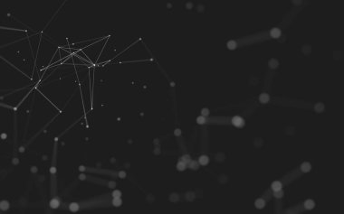 Noktaları ve çizgileri birleştiren soyut çokgen uzay düşük polyester arka plan. Bağlantı yapısı. 3d oluşturma